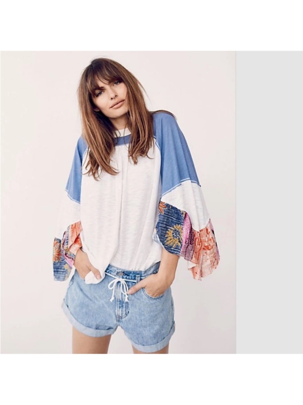 Free People We The Free Friday Fever Top Size: M Patchwork Oversized Multicolor